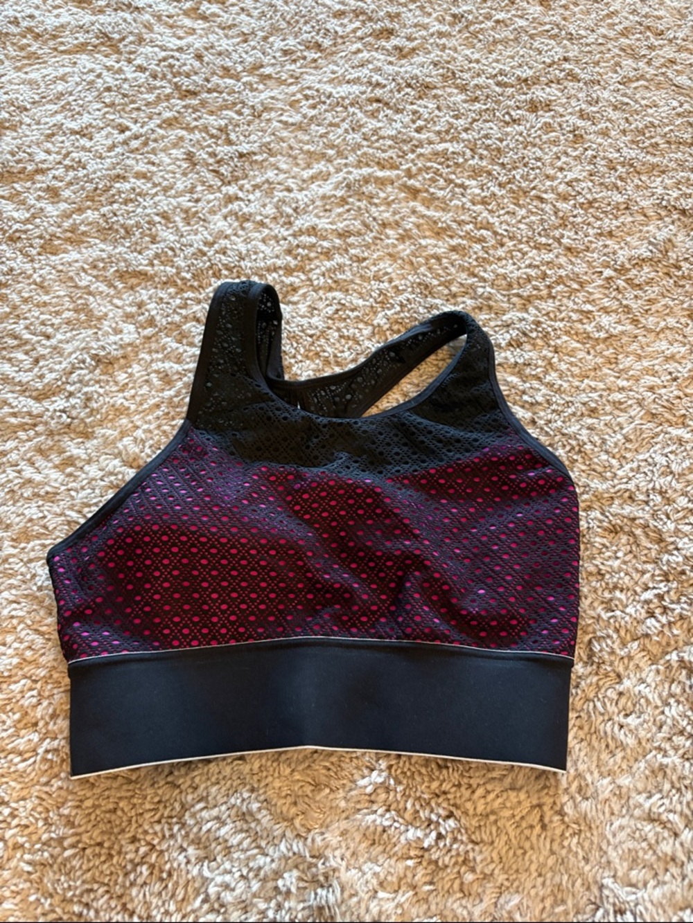 Black and pink longline bra